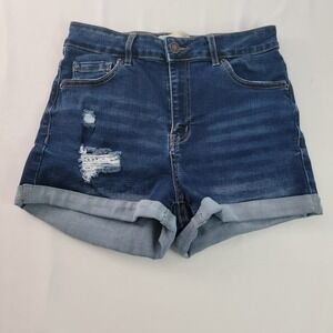 Wax Jean Shorts Womens Small S Butt I Love‎ You Stretch Cuffed Denim Distressed